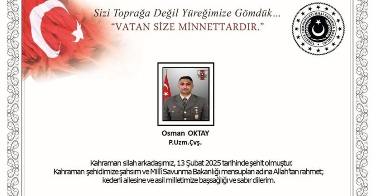 Taciz ateşinde yaralanan asker şehit oldu